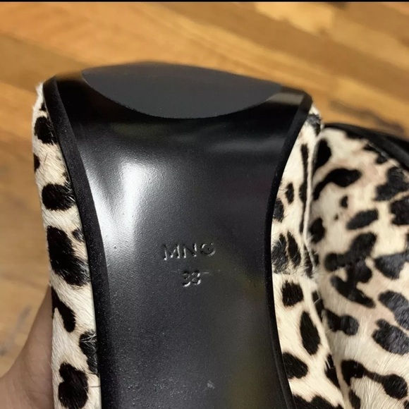 NWT Mango Leopard Heels Xenia Pony Hair Pointed Toe Pumps Size 38 / US 7.5 Black - Picture 6 of 9